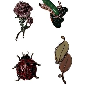 Elegant Multi-Color Brooch Set